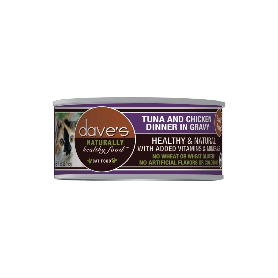 Daves Naturally Healthy Cat Food Tuna and Chicken Dinner In Gravy 3Oz (Case of 24)