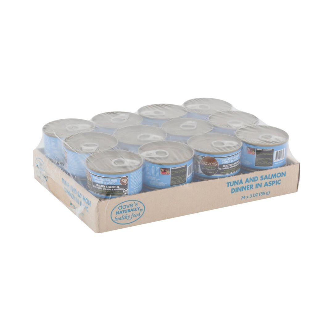 Daves Naturally Healthy Cat Food Tuna and Salmon Dinner In Aspic 3Oz (Case of 24)