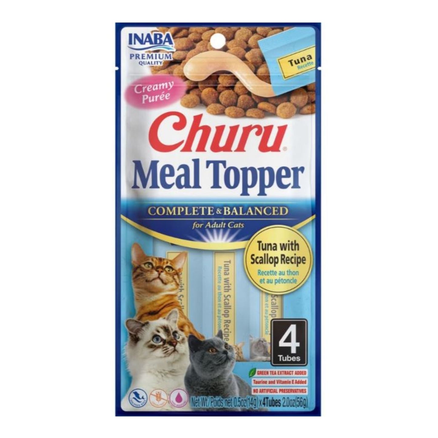 Inaba Churu Complete & Balanced Topper For Cats Tuna/Scallop 2oz. 4 Pk (Case of 6)