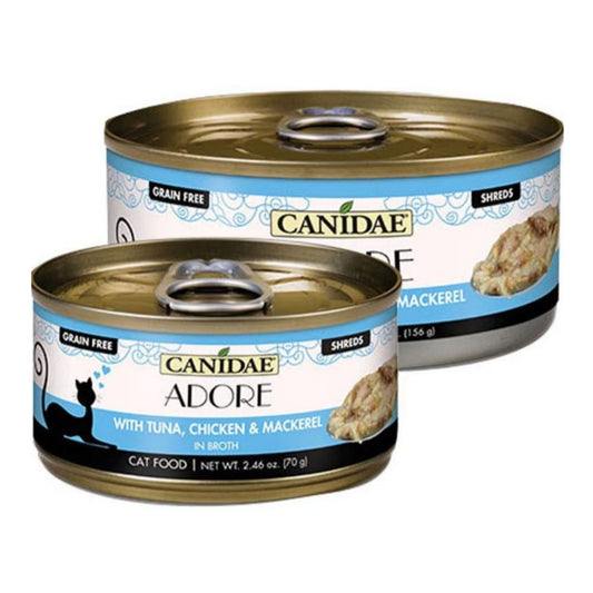 CANIDAE PURE Goodness Canned Cat Food Tuna, Chicken & Mackerel in Broth 2.46oz