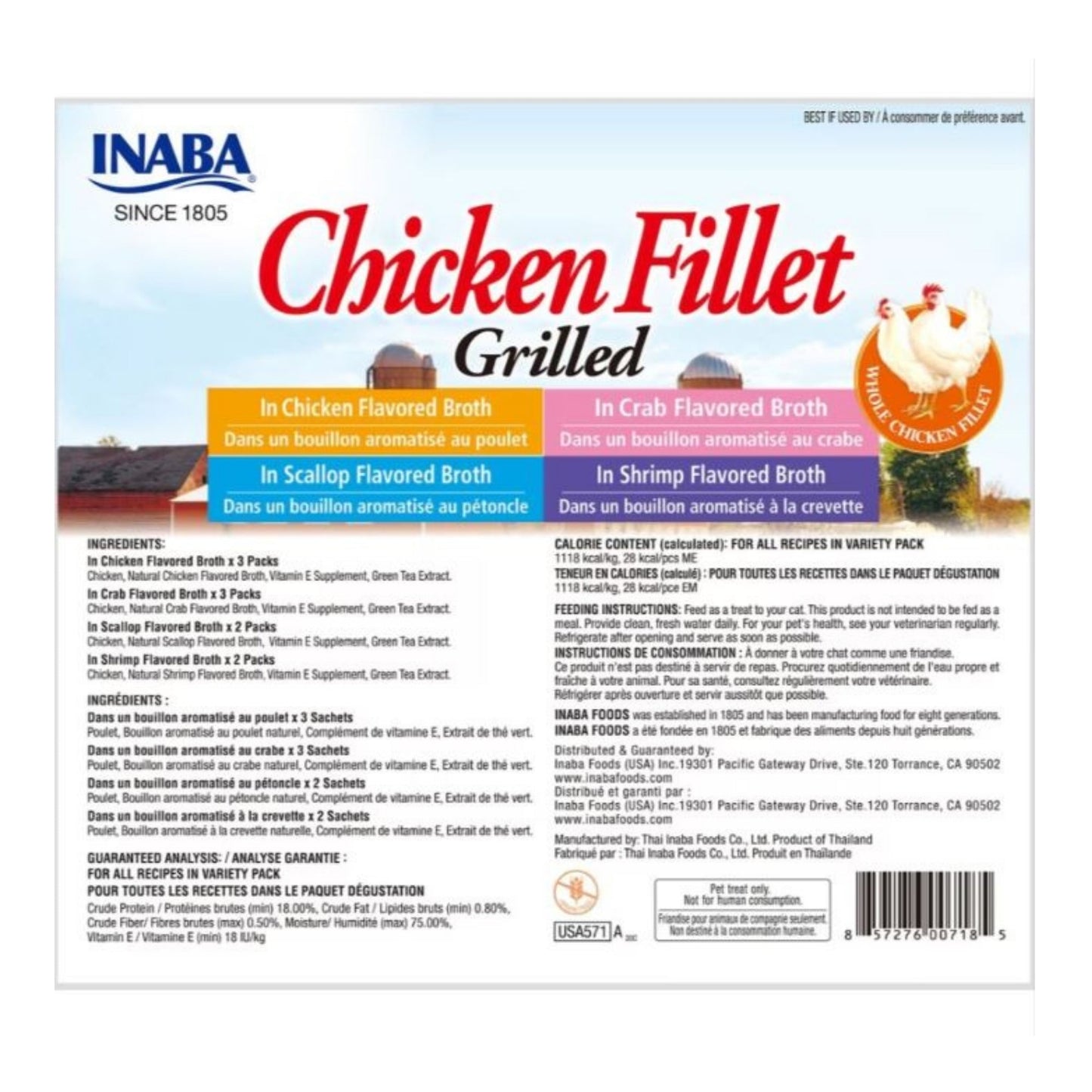 Inaba Chicken Fillet Grilled Variety Pack Assorted .9oz. 10 Pk